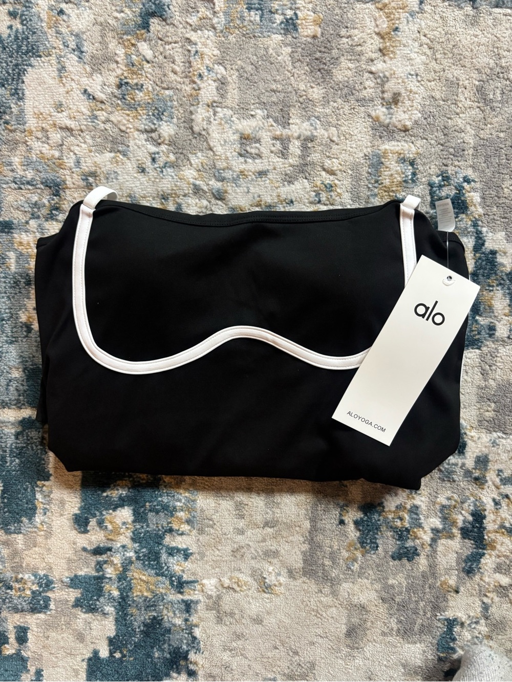 ALO Yoga Black Mini Dress with White Piping - Picture 4 of 8